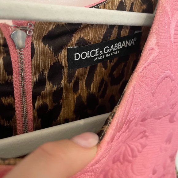 Dolce and Gabbana Pink Jacquard Pineapple Print Sleeveless Dress Large - Picture 2 of 5